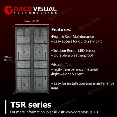 TSRシリーズ P3.97.8 透明LEDディスプレイ, 7680Hzリフレッシュ,5000ニット明るさ,レンタルとインタラクティブな視覚化に最適