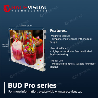 BUD Pro 1.86ピッチシリーズ フロントサービス LEDディスプレイ 7680HZ リフレッシュレート 500nits以上