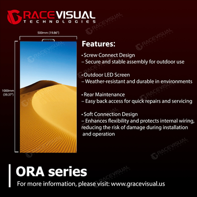 スマートアウトドアディスプレイ: ORAのエコフレンドリーパネル 64W 省電,IP65 保護,500x1000mm IP65 防水,超軽量モジュール設計